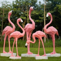 Grandes sculptures d'oiseaux Décoration de porte en fibre de verre Résine Flamingo Statue pour la vente en gros