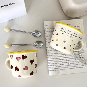 High Quality Factory Sale Ceramic Cartoon Pattern Stoneware <b>Mug</b> Milk <b>Mug</b> Yellow Rim Food Safe <b>Reusable</b> Presents Gift - Product Image 5