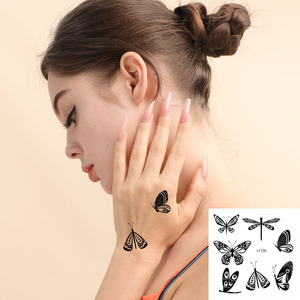 OEM forniture temporanee monouso per Body <span class=keywords><strong>Art</strong></span> nero bianco tatuaggio farfalla adesivi primavera fiore acqua trasferimento adesivo usa e getta - Product Image 4