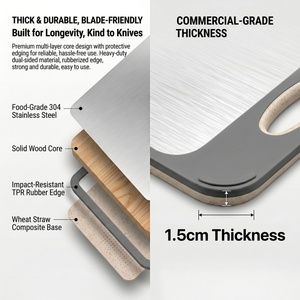 <b>Heavy</b> <b>Duty</b> Double Sided Steel Plastic Chopping Board for Commercial Non slip Large Kitchen Plastic Cutting Board with Handle - Product Image 2