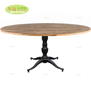 Mesa de comedor redonda de roble con tapa de madera Francesca personalizada, muebles de madera maciza recuperados/reciclados