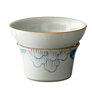 Juego de coladores de té de cerámica pintados a mano, estilo chino azul y blanco, filtro de cerámica para preparar té. - Product Image 5