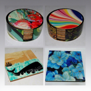 Classic Eco-Friendly Round Mango Wood & Bark Tea Coaster Handmade in Uttar Pradesh - Product Image 1