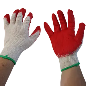 Ds2322 Vietnamese Half Latex Gecoate Handschoenen Natuurlijke Latex Palm Dompelen Katoenen Voering Handschoenen Gebreide Veiligheid Werkhandschoenen