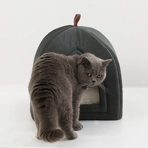2024 neues design luxus tiefschlaf iglu katze bett klappbar haustier bett klappbar schwarz sofa hund katzen grotte bett für haustier reisen im freien - Product Image 5