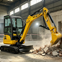 Mini-excavatrice compacte sur chenilles pour travaux de fondation, avec cabine, moteur diesel, homologuée CE, contrepoids arrière, conception de cabine large, prix bas