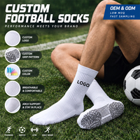 Fabricant de chaussettes de football personnalisées OEM, chaussettes de football antidérapantes respirantes à séchage rapide, antibactériennes, pour l'entraînement au football, pour hommes