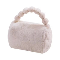 Pochette de maquillage en tissu pelucheux de grande capacité avec logo personnalisé, en flanelle de velours, en coton moelleux