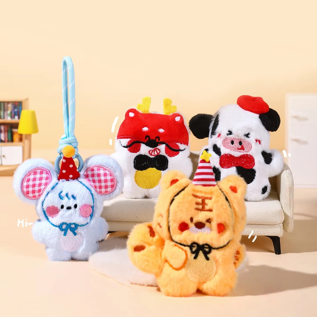 Plush Keychain Zodiac Year Cute Cartoon Key Chain Toy Lightweight Backpack Pendant and Car Keychain for Wholesale Bag Charm