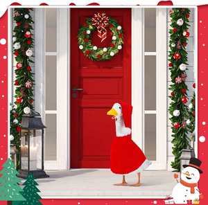 Porch Outfits Santa Goose Clothes Xmas Hat <b>Scarf</b> for Cement Duck Christmas Party Patio Yard Outdoor Decor - Product Image 5