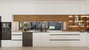 Модульный кухонный гарнитур из массива дерева на заказ с раковиной и смесителем, современный дизайн для строительства домов - Product Image 4