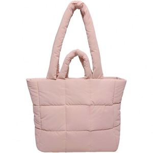 Wholesale Custom Large Capacity Puffer <b>Shoulder</b> <b>Bag</b> <b>White</b> Nylon Leather Reusable Zipper Women's Fashionable Quilted Tote - Product Image 4