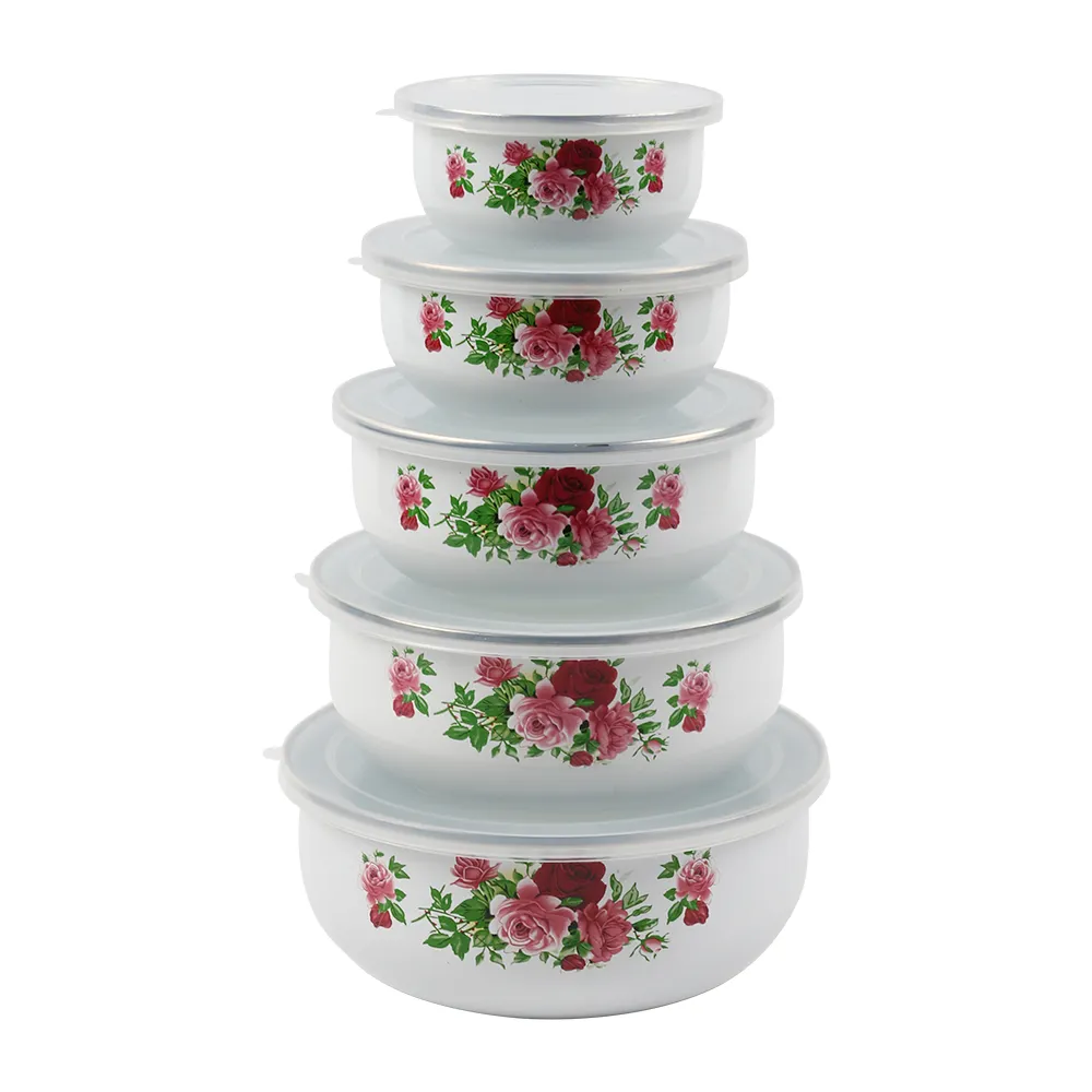 Conjunto de tigelas para salada, kit de tigelas de 10-18cm para salada de grau alimentar, esmalte, ferro fundido e esmalte