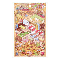 Autocollants miniatures 3D en PET sur le thème des dessins animés d'anime, 3 pièces par paquet, pour carnets et décorations de fêtes, cadeaux promotionnels