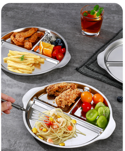 Assiettes <span class=keywords><strong>à</strong></span> dîner en acier inoxydable 304 de la marque SX, assiettes de service <span class=keywords><strong>pour</strong></span> réduire la teneur en matières grasses, vaisselle <span class=keywords><strong>pour</strong></span> bébé, assiettes <span class=keywords><strong>à</strong></span> compartiments 1 - Product Image 1