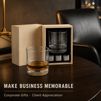 Cadeaux d'entreprise personnalisés : Verre à whisky en acier inoxydable avec glaçons et emballage en bois pour la reconnaissance des clients et les cadeaux pour partenaires