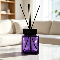 Bouteille diffuseur de parfum en verre côtelé carré de 1L avec logo personnalisé, bouchon en bois et bouchon intérieur, format Jumbo, pour marques américaines et britanniques, OEM