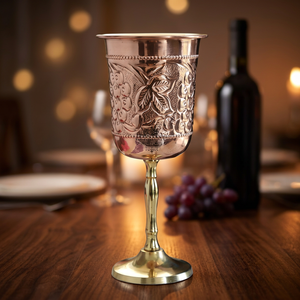 Hand Made <b>Copper</b> Wine Glass Floral Pattern Vintage Design Gold Plated Stemmed Cup For Wedding Party Adults - Product Image 6