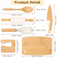 Juego de Cocina de Madera de 6 Piezas, Utensilios de Cocina de Juguete Seguros para Niños, Cocina de Juguete para Niños