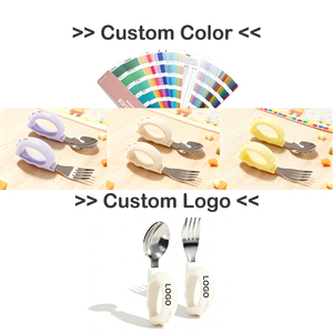 ชุดช้อนส้อมสแตนเลสเกรดอาหารสำหรับเด็กวัยหัดเดินซิลิโคนปราศจากสาร BPA สำหรับป้อนอาหารเด็ก - Product Image 5