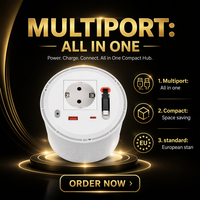 Prise de bureau encastrée fixe 16A 20W à charge rapide Type-C 1-2 ports ignifuge