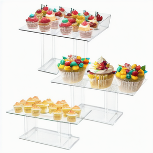 Paquete de 3 juegos de exhibición de mesa de postres soportes de exhibición de postres de acrílico transparente para cupcakes pastelería de postres - Product Image 1