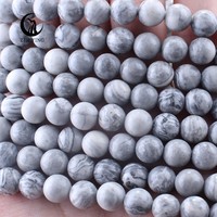 Vente en gros de perles de jaspe cartographique de 6/8/10 mm, pierres naturelles, perles de jaspe paysager pour la fabrication de bracelets