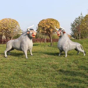 Fabrika fiyat sevimli karikatür Yak heykel kalıp seti bahçe Ar büyük açık hayvan heykeli için Park çim dekorasyon dekor - Product Image 4
