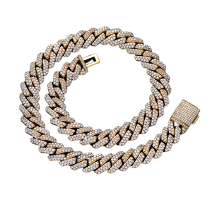 Gold Plated Cuban Link <b>Chain</b> Necklace Iced Out Zircon Link Neckwear Unisex Hip Hop Party Jewelry - Product Image 2