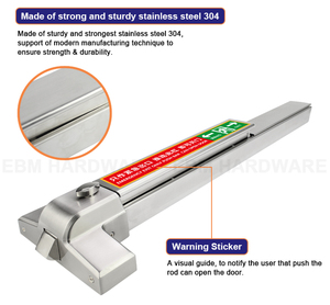 Ebm 80cm thép không gỉ thoát cửa đẩy thanh hoảng loạn thiết bị thoát, khẩn cấp đẩy thanh hoảng loạn khóa, lửa cửa hoảng loạn thanh - Product Image 4