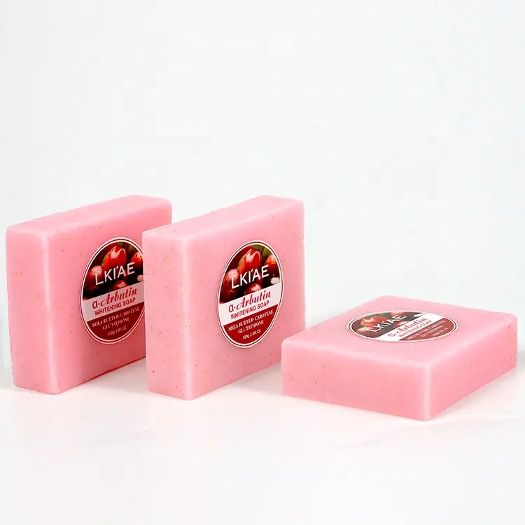 LKIAE sabun penghilang noda gelap organik bar Arbutin kunyit madu Glow intim pemutih Herbal buatan tangan sabun mandi wanita
