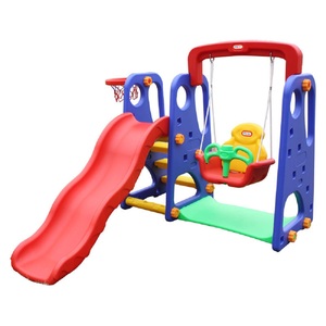 Équipement de terrain de jeu intérieur 3 en 1 pour la maternelle Toboggan et balançoire en plastique pour enfants Toboggans jouets pour le jeu en plein air - Product Image 6