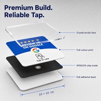 Carte NFC Google pour avis de restaurant, commande tactile, mini-programme, support carré en acrylique pour table, autocollant à puce 1k 100x100mm