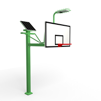 Support de basket-ball carré à énergie solaire, poteau robuste, système d'éclairage LED, panier de basket extérieur conforme aux normes FIBA