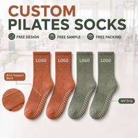 Chaussettes de Pilates personnalisées avec soutien de la voûte plantaire et bande de compression élastique, logo personnalisé, chaussettes en coton premium