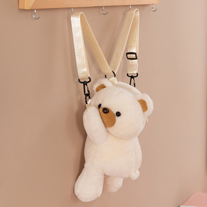Cartoon <b>Brown</b> Bear Lie Prone Plush Doll Toys Girl Shoulder Bag Short Plush Kindergarten Children's Large Capacity <b>Backpack</b> - Product Image 6