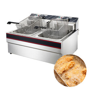 Friteuse électrique professionnelle de comptoir à double cuve et double panier pour frites et poulet, idéale pour les restaurants - Product Image 1