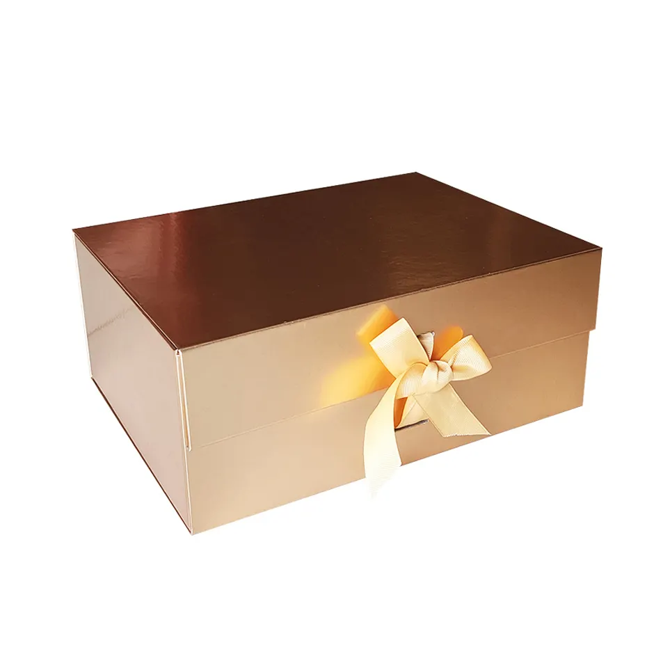 Geschenk box Plain Black Geschenk und Gold Box mit Band Brown Chocolate 27 Cm (Geschenk box Bänder für die Verpackung)