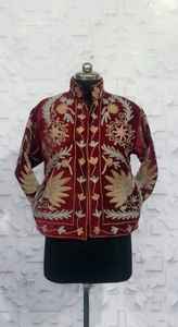 Chaqueta de terciopelo Suzani larga estilo vintage, elegante y casual para mujer, abrigo de invierno bordado a mano, cárdigan acogedor, vestido playero. - Product Image 6