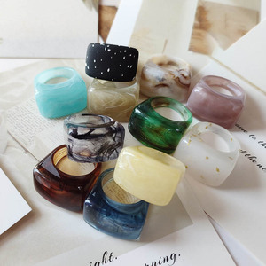 Go Party Großhandel 11 Farben Tinte Malerei Marmor Fingerring Chunky Acryl harz Ringe für Frauen Männer Geometrische Unisex Ringe - Product Image 2