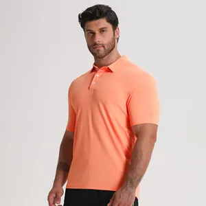 उच्च गुणवत्ता वाले पोलो शर्ट वर्दी नारंगी त्वरित शुष्क गोल्फ पहनें स्ट्रिप्ड पोलो शॉर्ट आस्तीन शर्ट पुरुषों