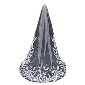 Voiles de mariée longs V1565W2-1, voiles de mariée classiques et voiles de mariée avec appliques en dentelle - Product Image 1