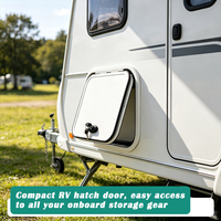 Porte de compartiment RV à ouverture supérieure JDA avec charnière supérieure, coins arrondis, ABS PP blanc, pour caravane, camping-car, remorque de voyage, coffre à bagages