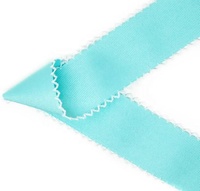 Pita Bordir Putih 1 1/2 Inci 38mm dengan Tepi Bersulam Moonstitch, Pita Grosgrain Dua Sisi 100% Poliester untuk Ikat Rambut