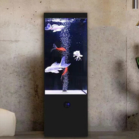 Aquarium carré de luxe de grande taille, nouveau design, en verre, pour poissons rouges, avec pierres à bulles, pour salon, à poser au sol ou à fixer au mur