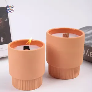 Yongsheng campione gratuito mayorista velas portacandele cilindro personalizzato nordic opaco terracotta argilla vaso di ceramica vuoto per candela