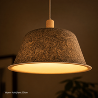 Suspension LED contemporaine en feutre PET de style hôtelier, blanc chaud 3500K, CRI 90 élevé, garantie 5 ans, pour usage domestique et bureautique