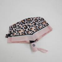 Parapluie pliant rose à imprimé léopard avec logo personnalisé, 8 baleines, ouverture et fermeture automatiques, sangle de poignet, pochette, pour femme, voyage, premium, mode chic