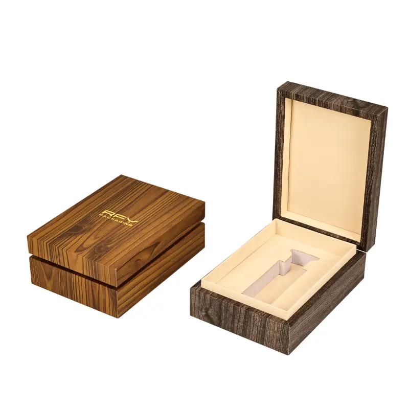 Caja exquisita de madera para perfume, embalaje de grano de madera, logotipo personalizado, paquete de perfume para regalos