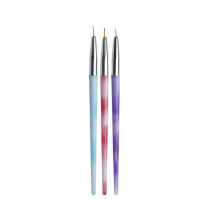 3pcs Set Synthetic Hair Nail Art Liner Brush Colorful Plastic Handle Fine Line Drawing Painting Manicure Nail Art Brush Set - Product Image 1